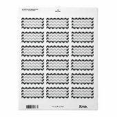 1.25 "x2.75" Mailing Adres Black Glitter Chevron Etiket (Full Sheet)