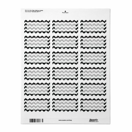 1.25 "x2.75" Mailing Adres Black Glitter Chevron Etiket (Full Sheet)