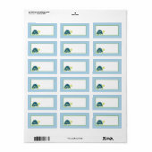 1.25 "x2.75" Mailing Adres Blauw Zee Schildpadden Etiket (Full Sheet)