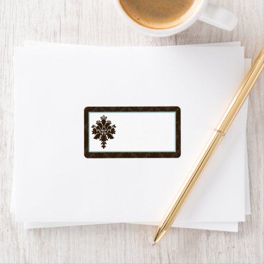 1.25 "x2.75" Mailing Adres Bruin Damask Etiket (Insitu)