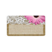 1.25 "x2.75" Mailing Adres Burlap Lace Daisy Flow Etiket (Voorkant)
