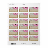 1.25 "x2.75" Mailing Adres Burlap Lace Daisy Flow Etiket (Full Sheet)