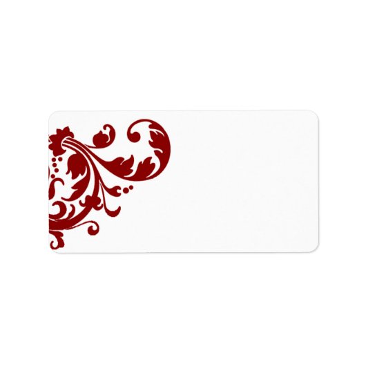 1.25 "x2.75" Mailing Adres Crimson Red Floral Etiket (Voorkant)