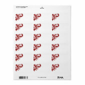 1.25 "x2.75" Mailing Adres Crimson Red Floral Etiket (Full Sheet)
