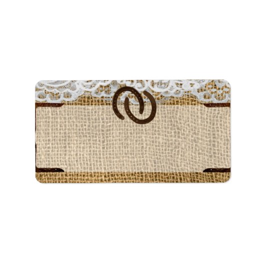 1.25 "x2.75" Mailing Adres Hoefijzers op Burlap Etiket (Voorkant)