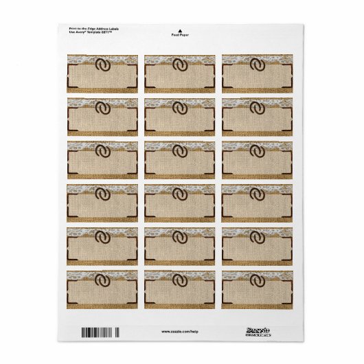 1.25 "x2.75" Mailing Adres Hoefijzers op Burlap Etiket (Full Sheet)