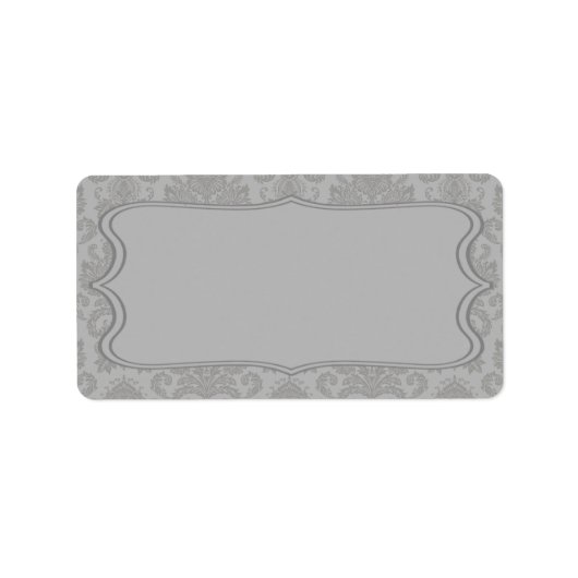 1.25 "x2.75" Mailing Adres Modern Grijs Damask Lac Etiket (Voorkant)