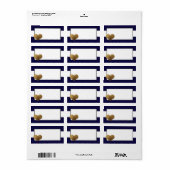 1.25 "x2.75" Mailing Adres Modern Stripe Navy Etiket (Full Sheet)