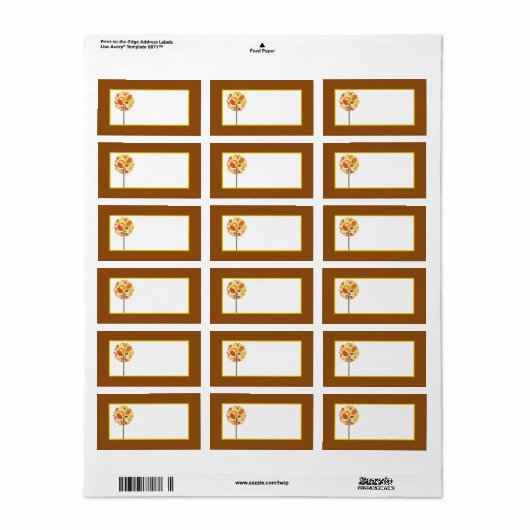 1.25 "x2.75" Mailing Adres Moderne Herfstboom Etiket (Full Sheet)