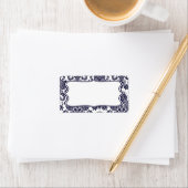 1.25 "x2.75" Mailing Adres Navy Blue Damask Lace Etiket (Insitu)