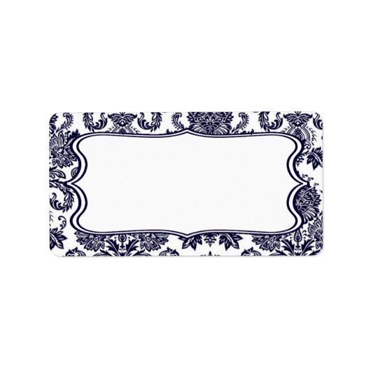 1.25 "x2.75" Mailing Adres Navy Blue Damask Lace Etiket (Voorkant)