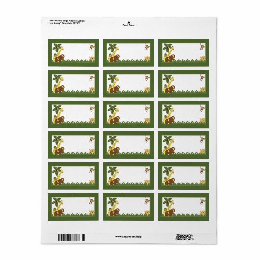 1.25 "x2.75" Mailing Adres Oerwoud Baby's Etiket (Full Sheet)