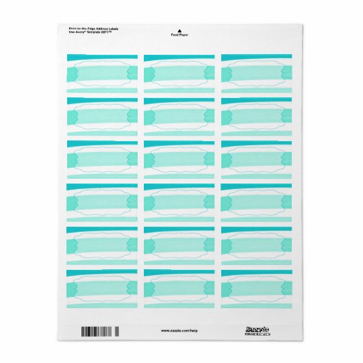 1.25 "x2.75" Mailing Adres Ombre Streep Blauwgroen Etiket (Full Sheet)