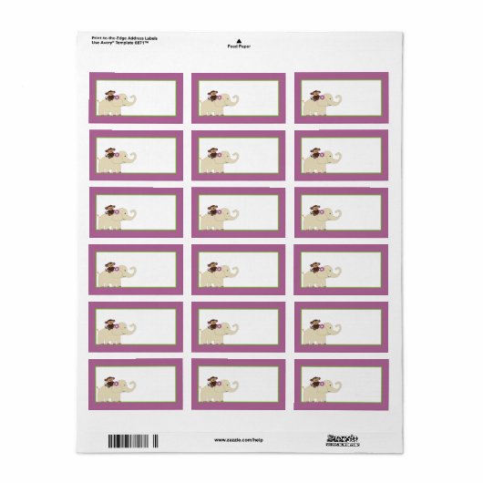 1.25"x2.75" Mailing Adres Paarse Jacana Etiket (Full Sheet)