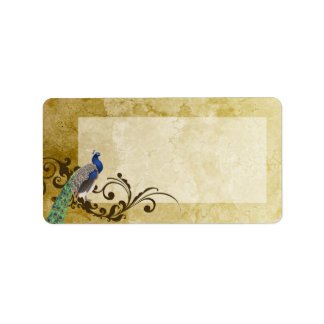 1.25 "x2.75" Mailing Adres Peacock  Feathe Etiket