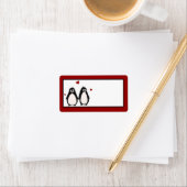 1.25 "x2.75" Mailing Adres Penguin Liefde Paar Etiket (Insitu)