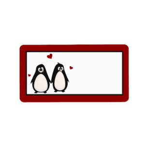 1.25 "x2.75" Mailing Adres Penguin Liefde Paar Etiket