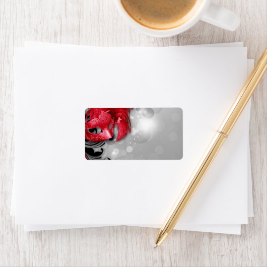 1.25"x2.75"Mailing Adres Rode Maskerade Masker Etiket (Insitu)