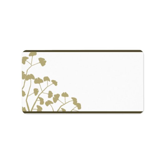 1.25 "x2.75" Mailing Adres Wit Ginkgo Bladeren Etiket (Voorkant)