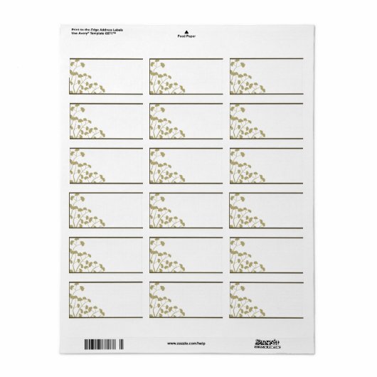 1.25 "x2.75" Mailing Adres Wit Ginkgo Bladeren Etiket (Full Sheet)