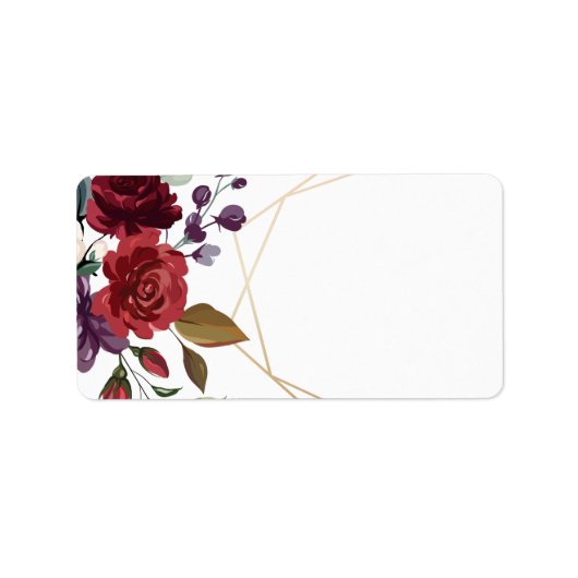 1.25 "x2.75" Mailing Adres Wit Rozen Goud Geome Etiket (Voorkant)