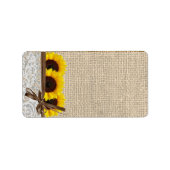 1.25 "x2.75" Mailing Adres Zonnebloem Kant Burlap Etiket (Voorkant)