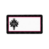1.25 "x2.75" Mailing Adres Zwart Hot Pink Damask Etiket (Voorkant)