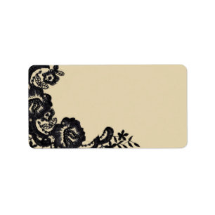 1.25 "x2.75" Mailing Adres Zwart Kant Damask Anti Etiket