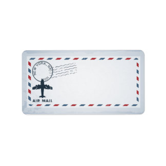 1.25 "x2.75" Mailingadres Air Mail Plane USPS PO Etiket