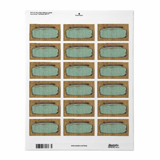 1.25 "x2.75" Mailingadres Mason Jar Burlap Count Etiket (Full Sheet)