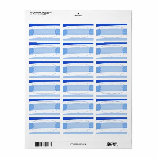 1.25"x2.75"Mailingadres Ombre Streep Blauwe Lijn Etiket (Full Sheet)