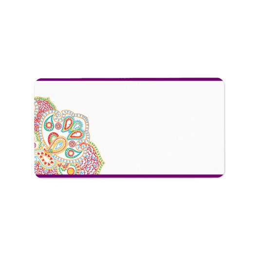 1.25"x2.75"Mailingadres Paarse Paleis India Etiket (Voorkant)