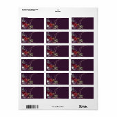 1.25"x2.75"Mailingadres Plum Paarse Rozen Goud Etiket (Full Sheet)