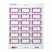 1.25"x2.75"Mailingadres Plum Purpl Damask Kant Etiket (Full Sheet)