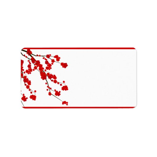 1.25 "x2.75" Mailingadres Red Cherry Blossom Etiket (Voorkant)