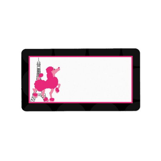 1.25 "x2.75" Mailingadres Roze Poodle Paris Etiket (Voorkant)