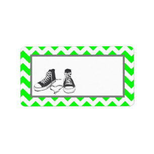 1.25"x2.75"Mailingadres Tiener Sneakers Chevr Etiket