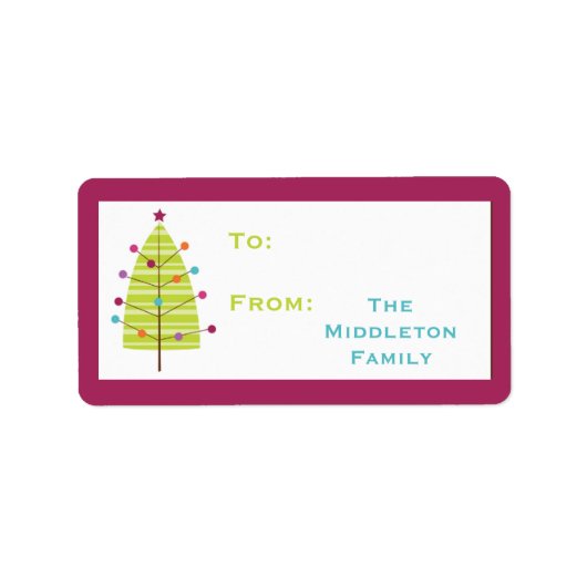 1.25 "x2.75" Modern kerstboomstok op cadeau-Label Etiket (Voorkant)
