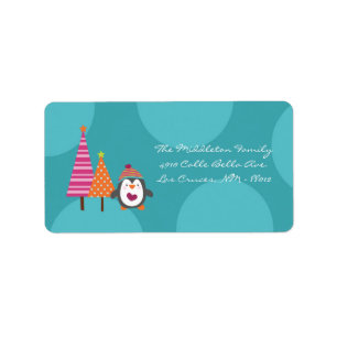 1.25 "x2.75" Modern Penguin Tree Mailing Label