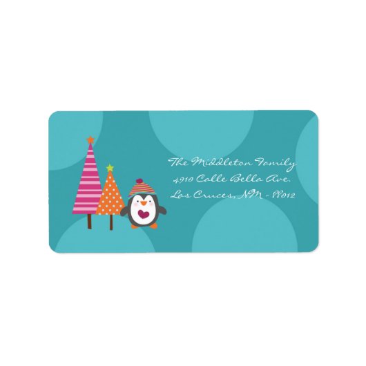 1.25 "x2.75" Modern Penguin Tree Mailing Label (Voorkant)