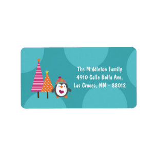 1.25 "x2.75" Modern Penguin Tree Mailing Label