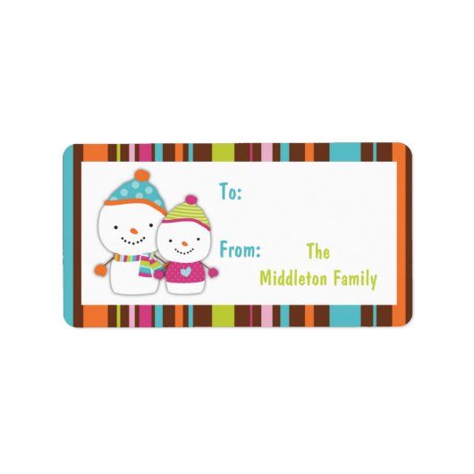 1.25 "x2.75" Modern Sneeuwmanstok op cadeau-Label Etiket (Voorkant)