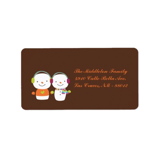 1.25 "x2.75" Modern Snowman Flake Mailing Label (Voorkant)