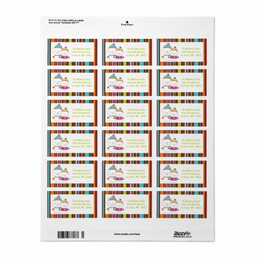 1.25 "x2.75" Modern Snowman Mailing Adres Label (Full Sheet)