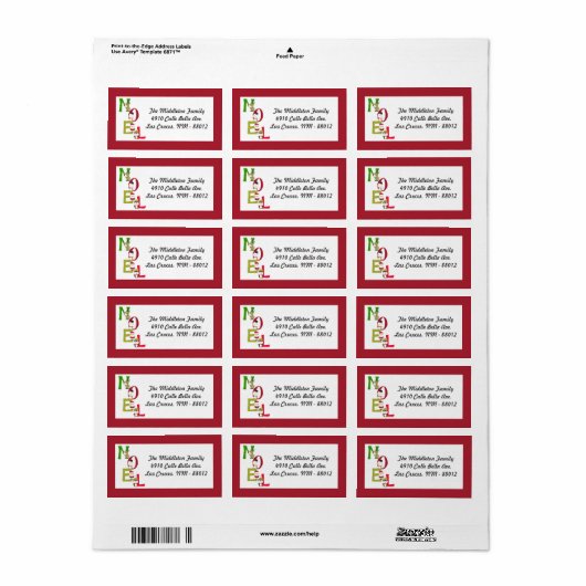 1,25"x2,75" NOEL Christmas Santa Mailing Label (Full Sheet)