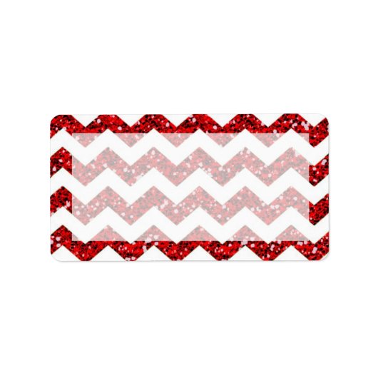 1,25 "x2,75" postadres Red Glitter Chevron Etiket (Voorkant)