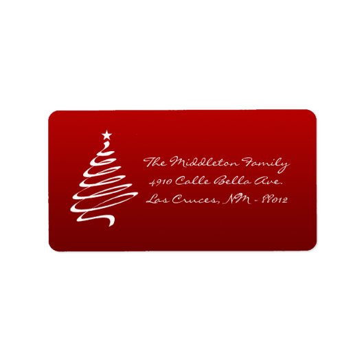 1,25 "x2,75" Rood Wit XMAS Tree Mailing Label (Voorkant)