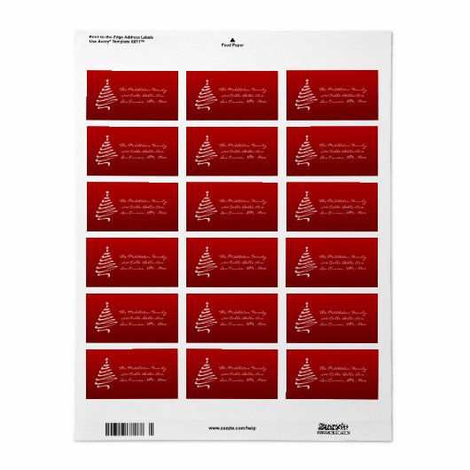 1,25 "x2,75" Rood Wit XMAS Tree Mailing Label (Full Sheet)