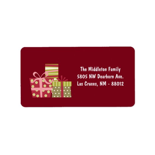 1.25"x2.75" Rood XMAS-Cadeaus Adres Etiket (Voorkant)