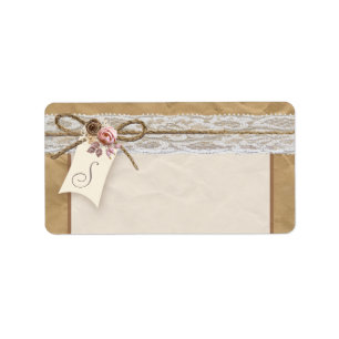 1,25 x 2,75 inch Adres Kraft Paper Lace Twine Etiket